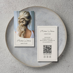 Hair Stylist Modern Photo Neutral Tone Business Card