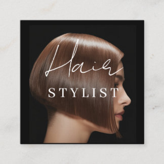 Hair stylist modern photo  square business card