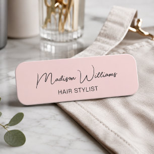 Hair Stylist Modern Pink Name Tag