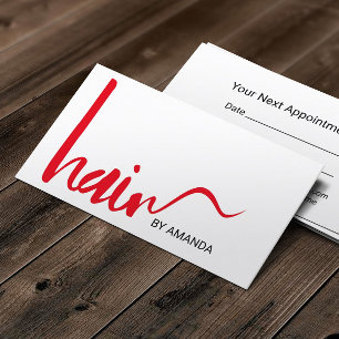 Hair Stylist Modern Red Script Appointment