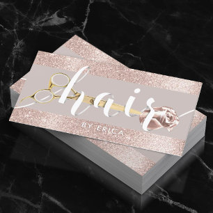 Hair Stylist Modern Rose Gold Glitter Beauty Salon Business Card