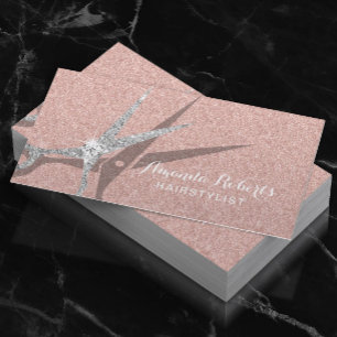 Hair Stylist Modern Rose Gold Glitter Hair Salon Business Card