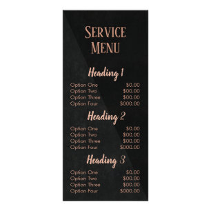 Hair stylist modern rose gold salon service menu