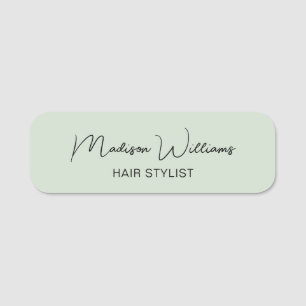 Hair Stylist Modern Sage Green Staff Name Tag