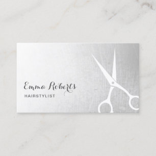 Hair Stylist Modern Scissor Hair Salon Silver Business Card