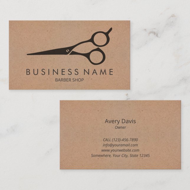 Hair Stylist Modern Scissors Barber Shop Elegant Business Card (Front/Back)