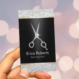 Hair Stylist Modern Silver Glitter Appointment Card