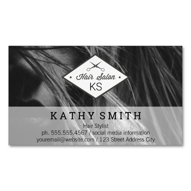 Hair Stylist | Modern Stylist Magnetic Business Card (Front)