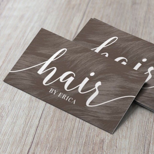 Hair Stylist Modern Typography Brown Hair Salon Business Card (Creator Uploaded)