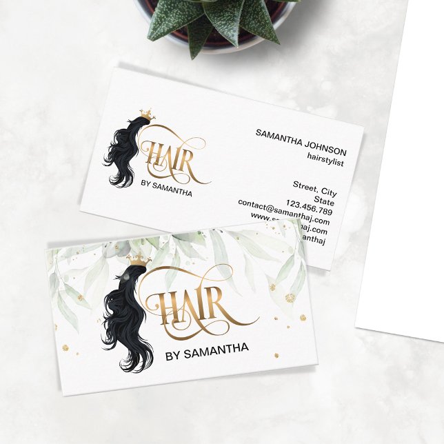 Hair stylist modern typography hair extension business card (Creator Uploaded)
