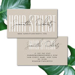 Hair stylist modern typography script beige business card<br><div class="desc">Hair stylist modern typography script beige</div>