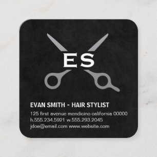 Hair Stylist   Monogram   Barber Square Business Card