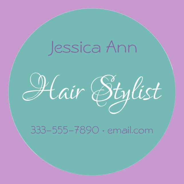 Hair Stylist Occupation Personalise Teal Classic Round Sticker (Creator Uploaded)