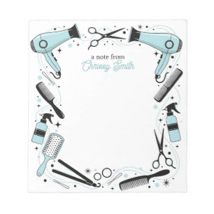 Hair stylist Personalized Blue Stars & Sparkles Notepad