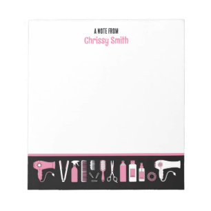 Hair stylist Personalized Pink & Black Hairdresser Notepad