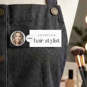 Hair Stylist Photo Black And White Professional Name Tag