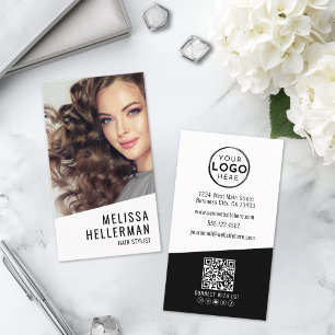 Hair Stylist Photo Logo Vertical Business Card