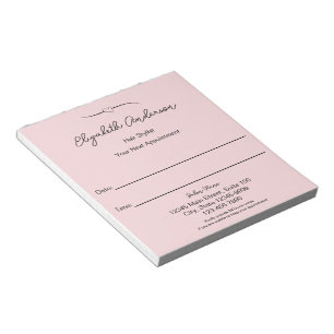 Hair Stylist Pink and Black Your Next Appointment Notepad