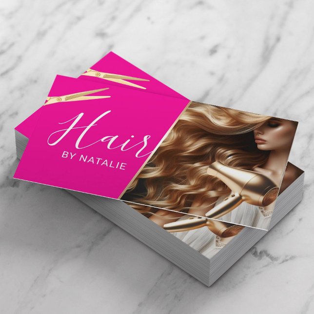 Hair Stylist Pink Beauty Girl Salon & SPA Business Card (Creator Uploaded)