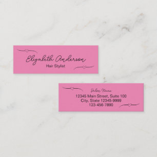 Hair Stylist Pink Black Heart Cute Script Business Calling Card