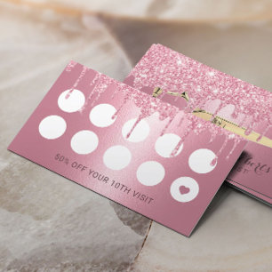 Hair Stylist Pink Glitter Drips Salon Loyalty