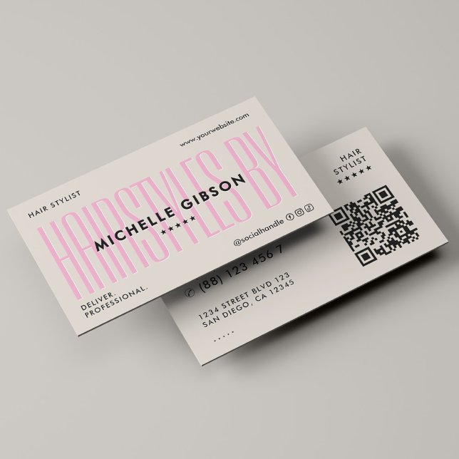 Hair Stylist Pink Sand Minimal Beauty Professional Business Card (Hair Stylist Pink Sand Minimal Beauty Professional Business Card
)