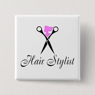 Hair Stylist (Pink/Scissors) 15 Cm Square Badge