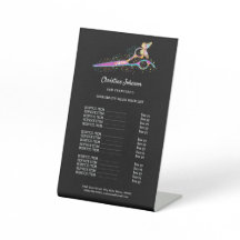 hair stylist price list pedestal sign