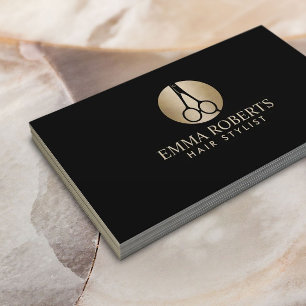Hair Stylist Professional Black & Gold Elegant Business Card