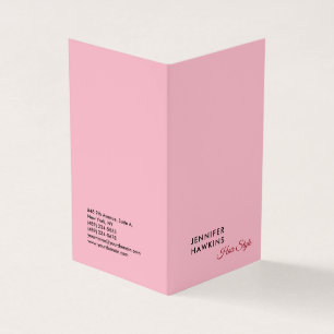 Hair stylist professional plain pink feminine business card