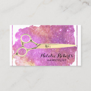 Hair Stylist Purple Glam Glitter Beauty Salon Business Card