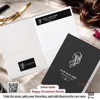 Hair Stylist QR Code Editable, Black White Salon Custom Letterhead