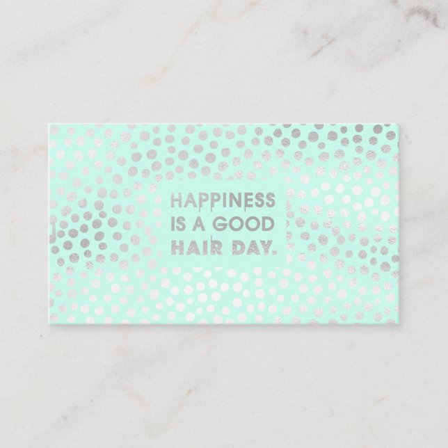 Hair Stylist Quote | Modern Green Foil Business Card (Front)