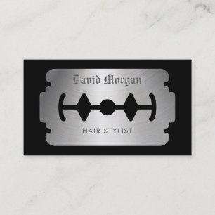 Hair Stylist Razor Blade Metallic Silver Business Card