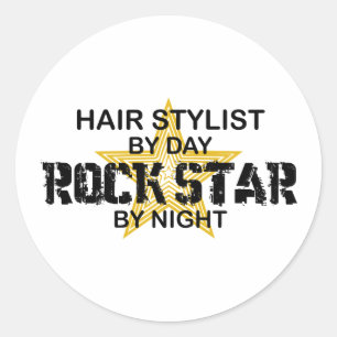 Hair Stylist Rock Star by Night Classic Round Sticker