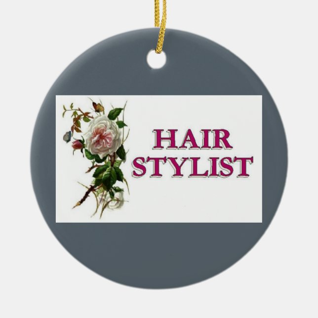 Hair Stylist Rose Ceramic Tree Decoration (Front)