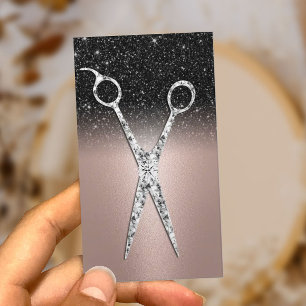 Hair Stylist Rose Gold Black Glitter Beauty Salon Business Card