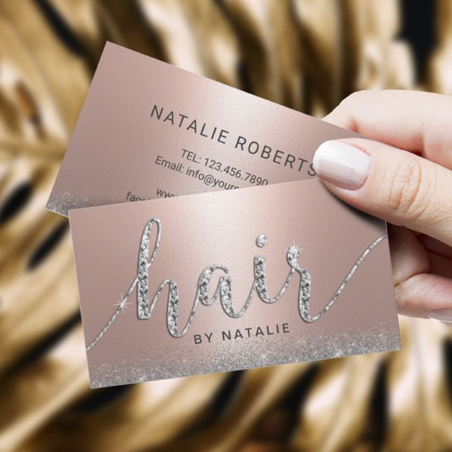 Hair Stylist Rose Gold Luxury Beauty Salon Business Card (Creator Uploaded)