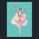 Hair Stylist Rose Gold Scissor & Flower Teal Salon Poster<br><div class="desc">Hair Stylist Rose Gold Scissor & Flower Teal Salon Barber Posters.</div>