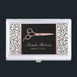 Hair Stylist Rose Gold Scissor Leopard Salon Business Card Holder<br><div class="desc">Hair Stylist Rose Gold Scissor Leopard Salon Business Cards Holder.</div>