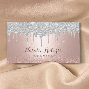 Hair Stylist Rose Gold Silver Drips Salon & SPA Business Card