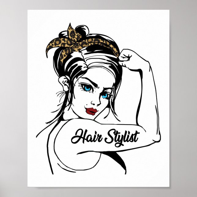 Hair Stylist Rosie The Riveter Leopard Cheetah Poster (Front)