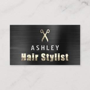 Hair Stylist Salon Black Gold Appointment Card