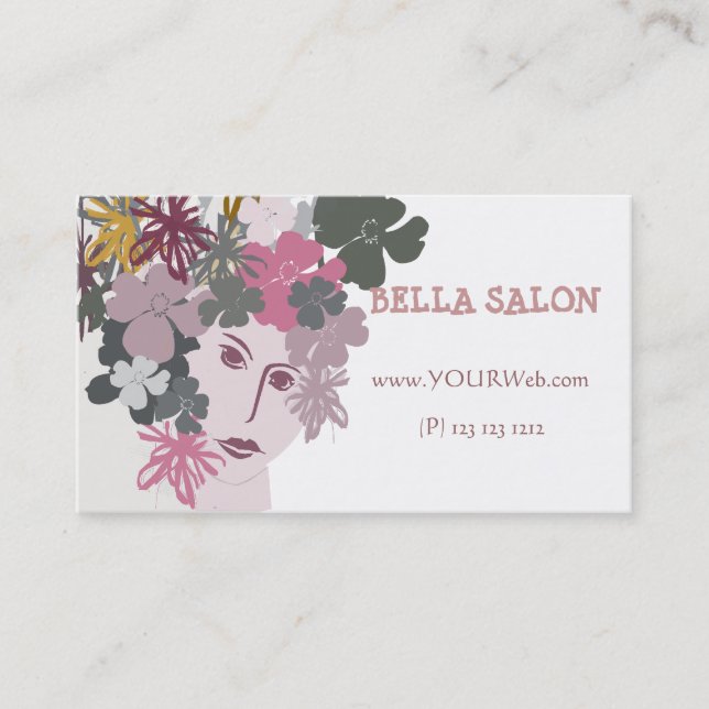 Hair Stylist Salon Blooming Goddess Headpiece Appointment Card (Front)