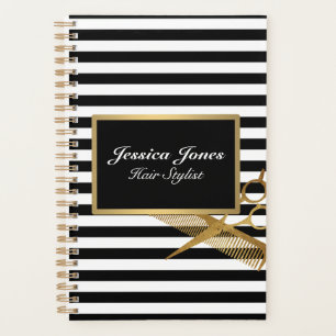 Hair Stylist Salon Business Gold Scissors Planner