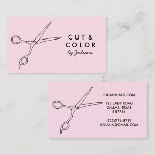 Hair Stylist Salon Chic Scissors Line Art Minimal Business Card