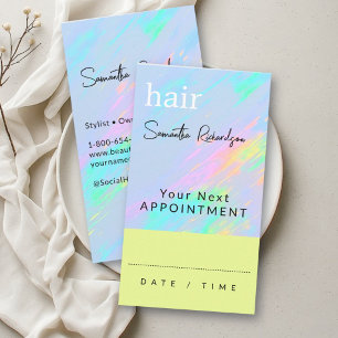 Hair Stylist Salon Holographic Pastel Appointment Card