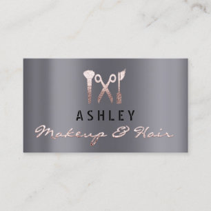 Hair Stylist Salon Makeup Artist Appointment Grey Business Card