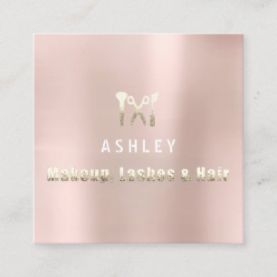 Hair Stylist Salon Makeup Lashes Appointment Blush Square Business Card