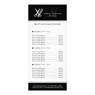 Hair Stylist Salon Modern Black White Price Menu